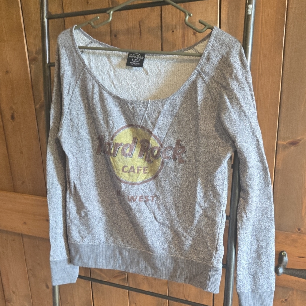 Hard Rock Cafe Wide Neck Gray Sweatshirt Key West